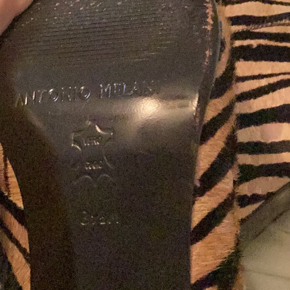 Antonio Melani Tiger Striped Horsehair Ankle Boots w/ Pointed Toes - Picture 9 of 11